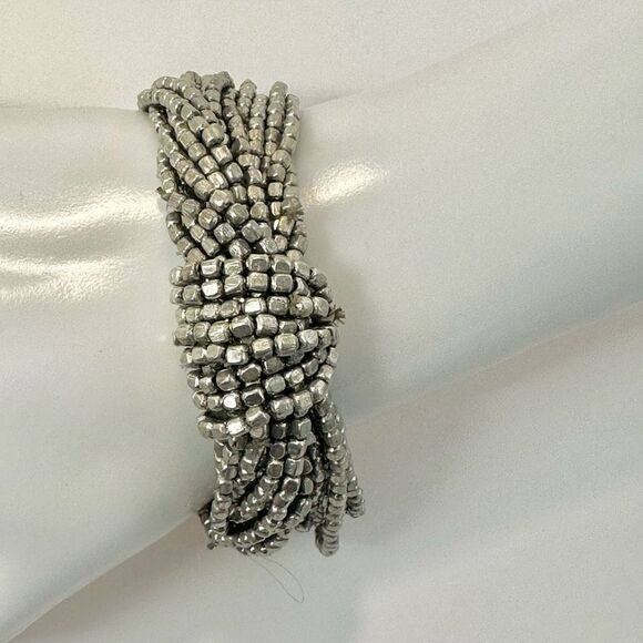 Silver tone multi strand stretchy bracelet - Picture 2 of 8